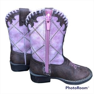 Roper Lacy Cowboy Boots Toddler Girl Size 5 Pink Tan Western Horses Cowg…